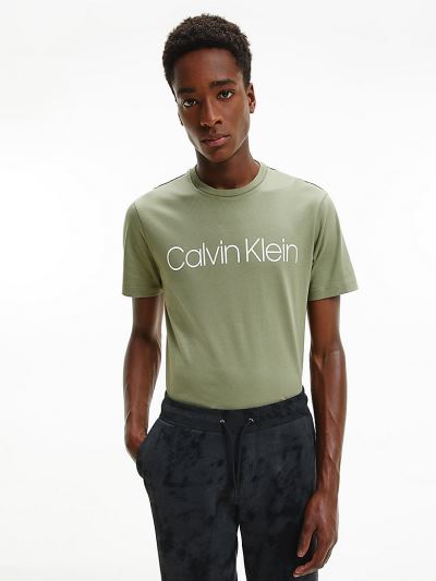 Calvin Klein Ruhák HU006020 | Calvin Klein Organic Cotton Logo Férfi Póló Zöld